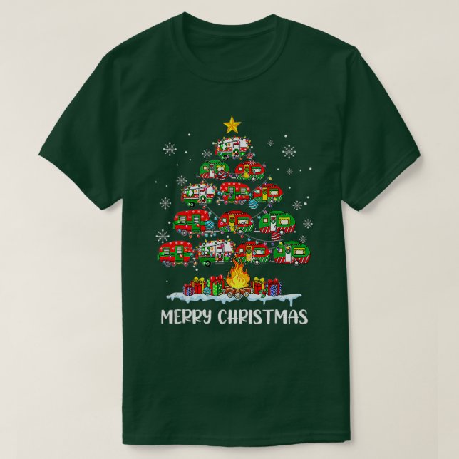 Funny Camping Merry Christmas ree Camper Family Xm T-Shirt (Design Front)