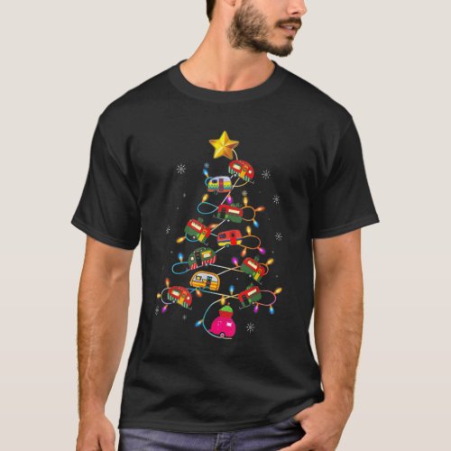 Funny Camping Merry Christmas Tree Camper Snowman T_Shirt