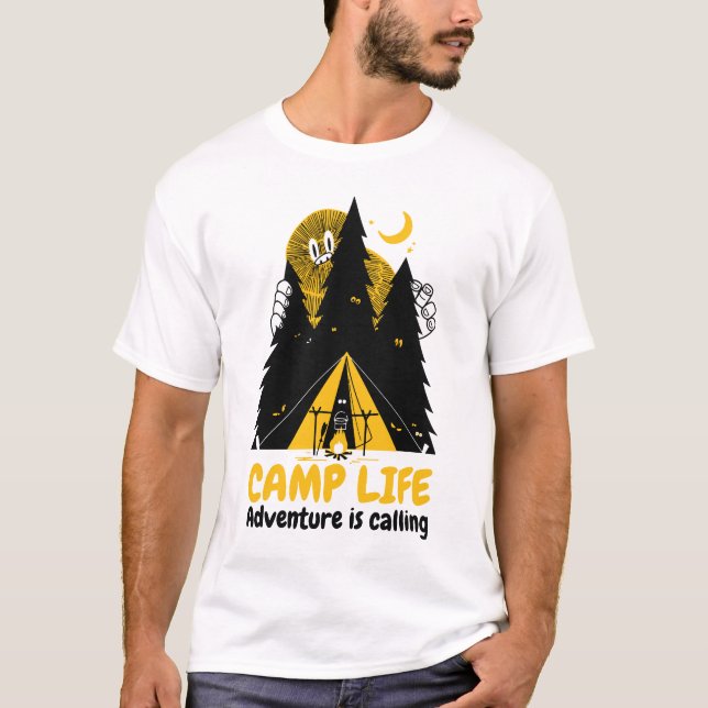 Funny Camping Monster – Camp Life Adventure T-Shirt (Front)