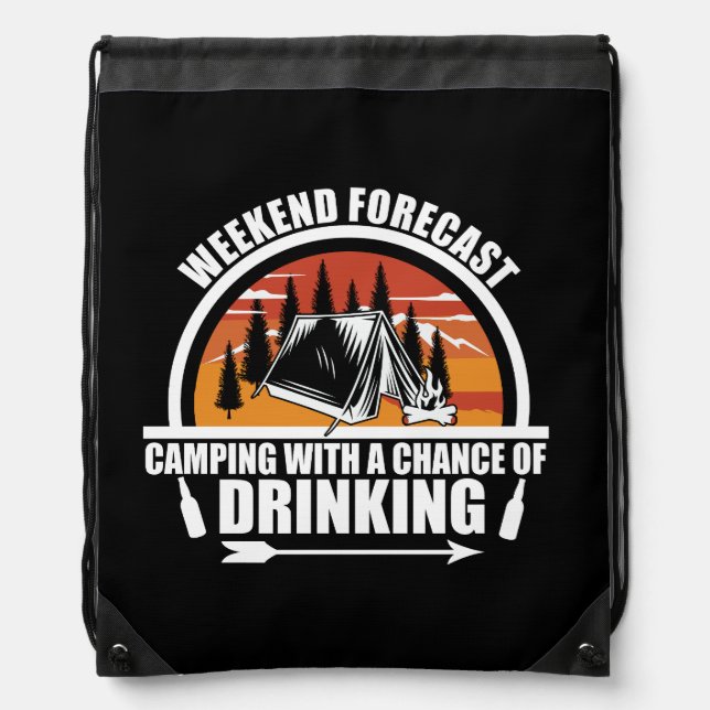 Funny camping quote drawstring bag (Front)