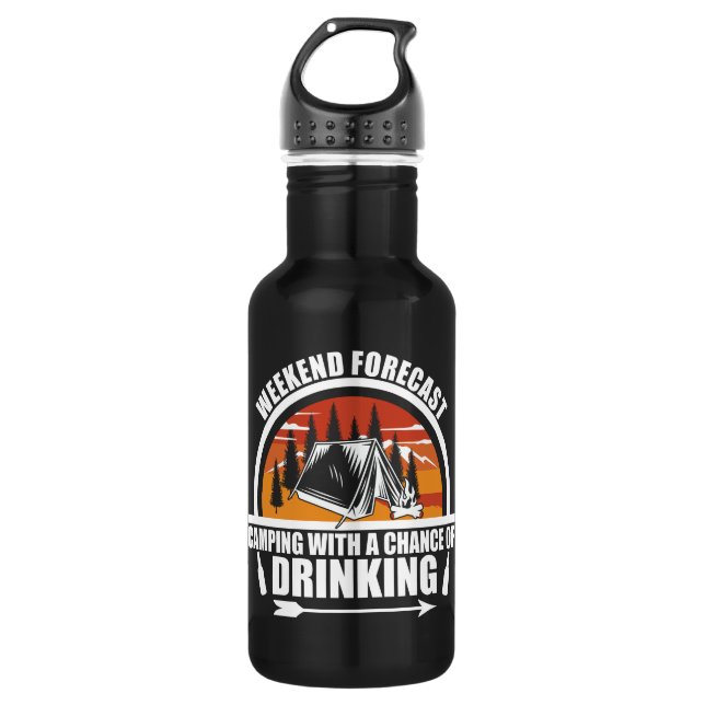 Funny camping quote stainless steel water bottle (Front)