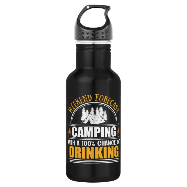 Funny camping quote stainless steel water bottle (Front)
