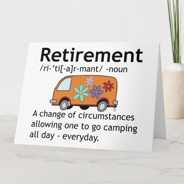 Funny Camping Retirement Definition    Card (Front)