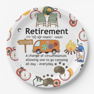 Funny Camping Retirement Definition Paper Plates