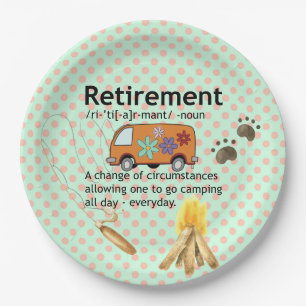 Funny Camping Retirement Definition Paper Plates