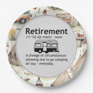Funny Camping Retirement Definition Paper Plates