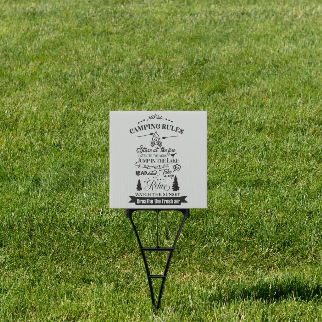 funny Camping rules word art Sign (Insitu)