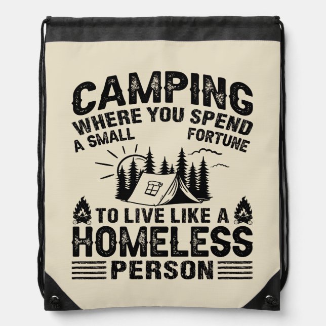 Funny camping sayings drawstring bag (Front)
