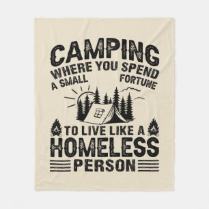 Funny camping sayings fleece blanket