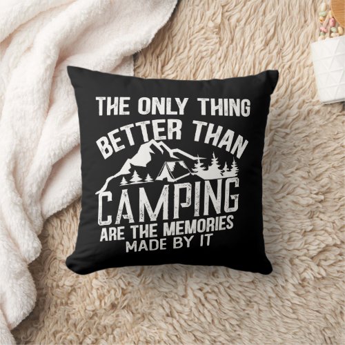 Funny camping sayings throw pillow