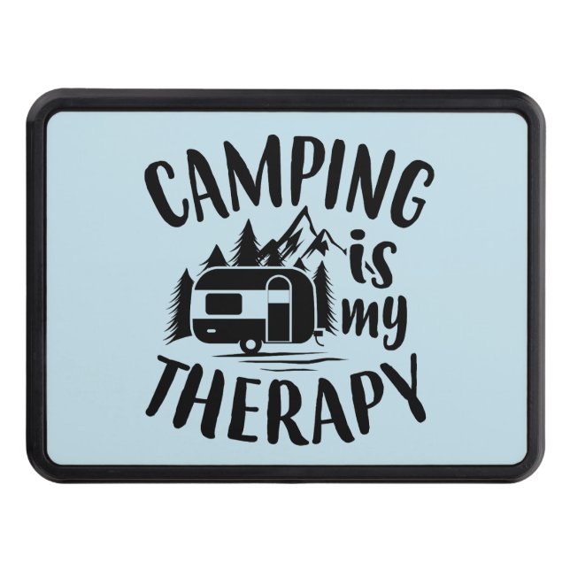 funny camping therapy word art hitch cover (Front)