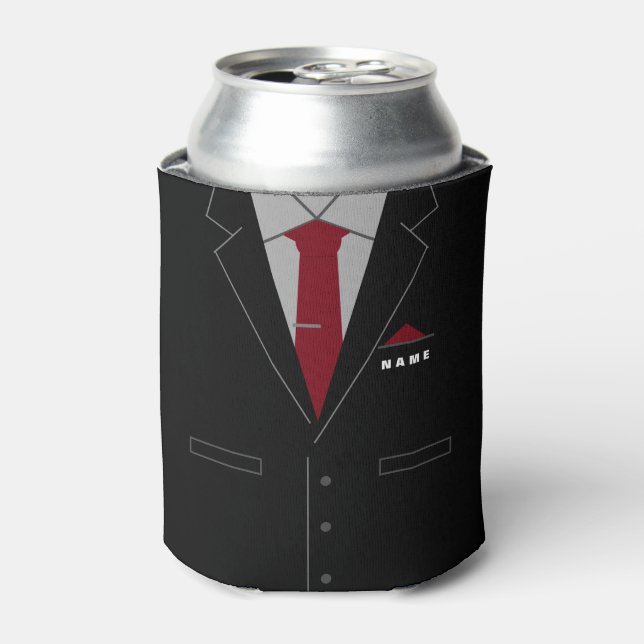 Funny Can Cooler Business Suit Custom Name Text (Can Front)