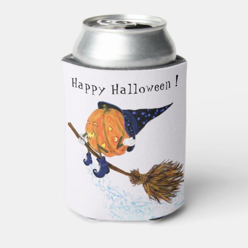 Funny Can Cooler Halloween Witch Pumpkin Flying