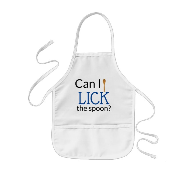 Funny Can I Lick the Spoon? Cute Kids' Apron (Front)