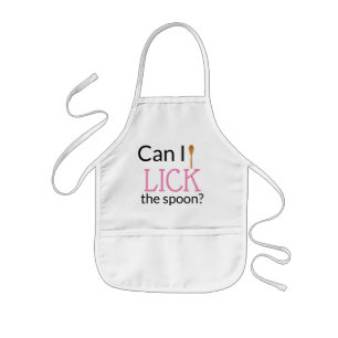 Funny Can I Lick the Spoon? Cute Pink Kids' Apron