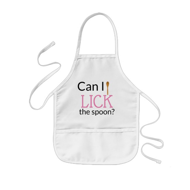 Funny Can I Lick the Spoon? Cute Pink Kids' Apron