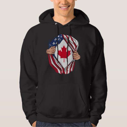 Funny Canada Maple Leaf Canadian Roots American He Hoodie