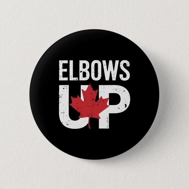 Funny Canada Meme Elbows Up  Button (Front)