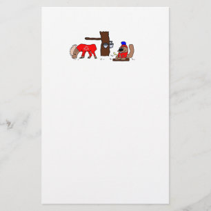 Funny Canada Moose and Beaver with Maple Syrup Stationery