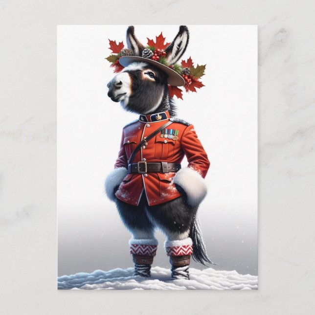 Funny Canada Themed Donkey Postcard (Front)