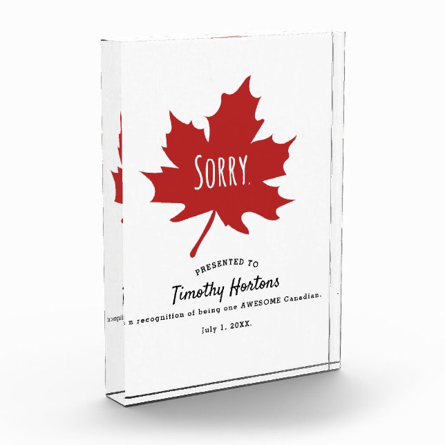 Funny Canadian Acrylic Award (Left)