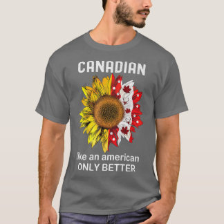 Funny Canadian America Canada Day Sunflower Maple T-Shirt