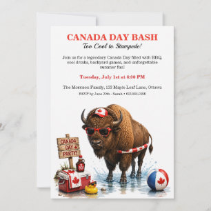Funny Canadian Bison Canada Day Backyard BBQ Party Invitation