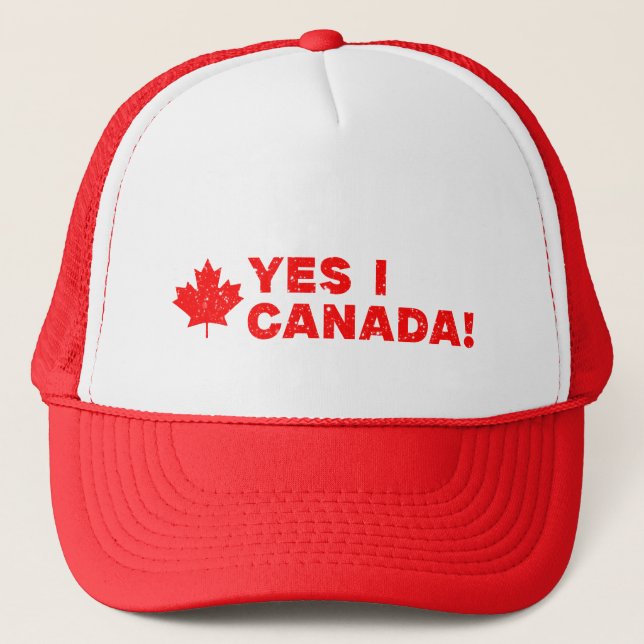 Funny Canadian Pride – Yes I Canada! Quote Design Trucker Hat (Front)