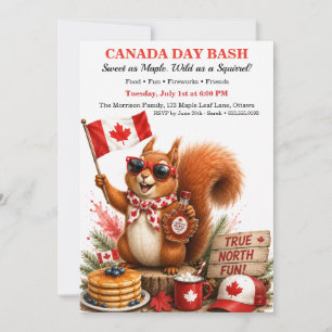 Funny Canadian Squirrel Canada Day Maple Pancake  Invitation