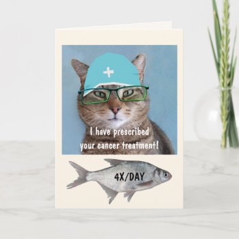 Funny Cancer Doctor Cat Card by Therupieshop at Zazzle