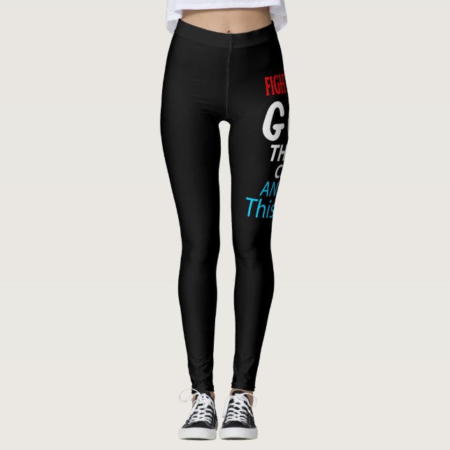 Funny Cancer Fighter Inspirational Quote Chemo Pat Leggings (Front)