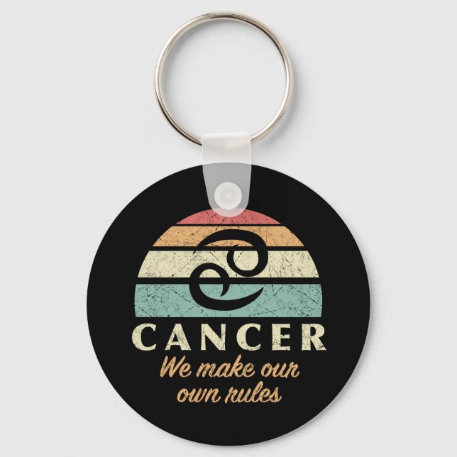 Funny Cancer Zodiac Rules Keychain (Front)