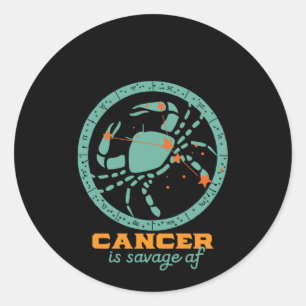 Funny Cancer Zodiac Star Sign Astrology Birthday Classic Round Sticker