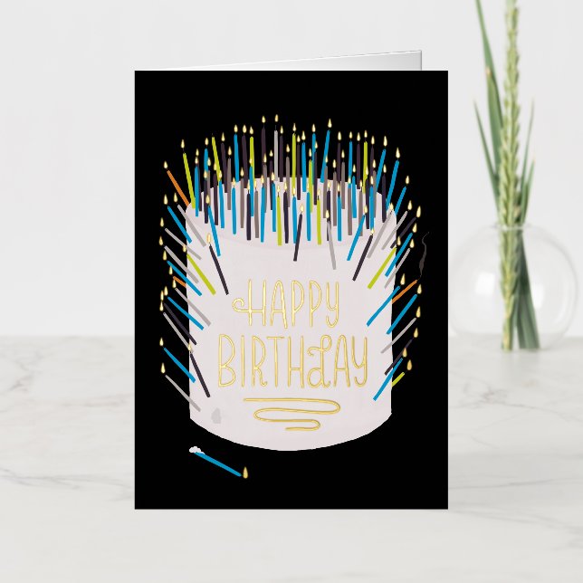 Funny Candles Birthday Folded Foil Greeting Card (Front)