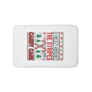 Funny Candy Cane Christmas Sweater Bath Mat