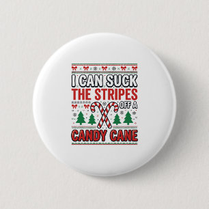 Funny Candy Cane Christmas Sweater Button