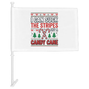 Funny Candy Cane Christmas Sweater Car Flag