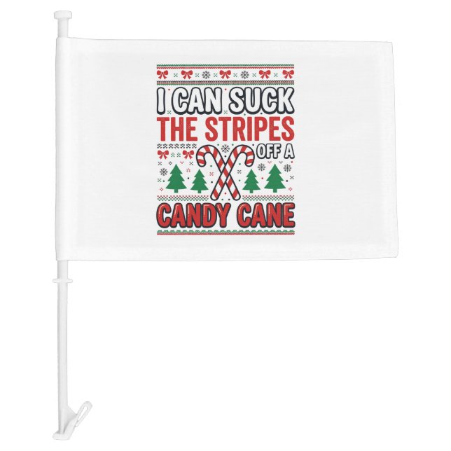 Funny Candy Cane Christmas Sweater Car Flag (Front)
