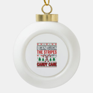 Funny Candy Cane Christmas Sweater Ceramic Ball Christmas Ornament
