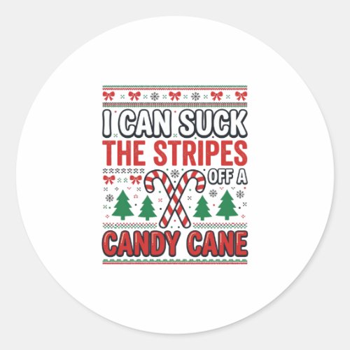 Funny Candy Cane Christmas Sweater Classic Round Sticker