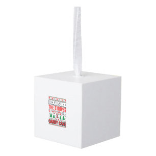 Funny Candy Cane Christmas Sweater Cube Ornament