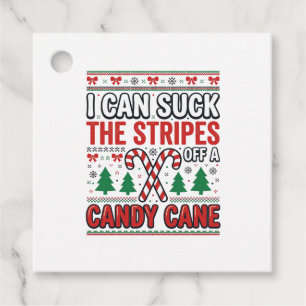 Funny Candy Cane Christmas Sweater Favor Tags