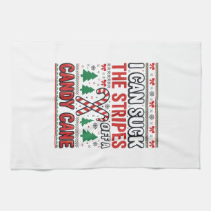 Funny Candy Cane Christmas Sweater Kitchen Towel