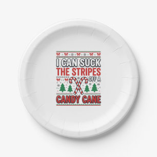 Funny Candy Cane Christmas Sweater Paper Plates