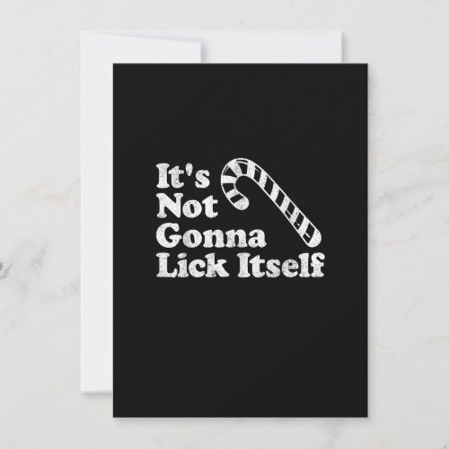 Funny Candy Cane Lick Itself Adult Christmas in Ju Invitation