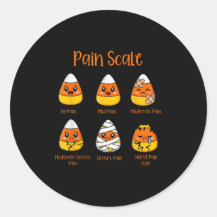 Funny Candy Corn Pain Scale Halloween For Medical Classic Round Sticker