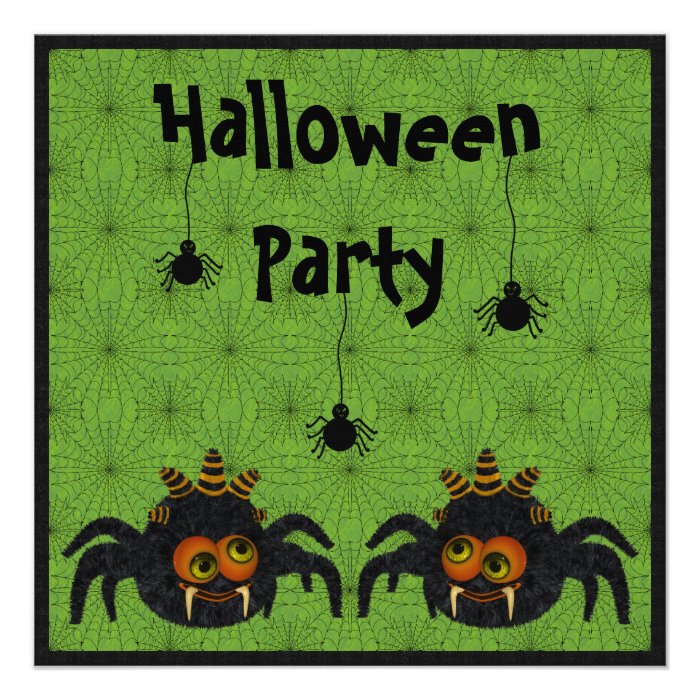 Funny Candy Corn Spiders & Cobwebs Halloween Party Personalized Invitation