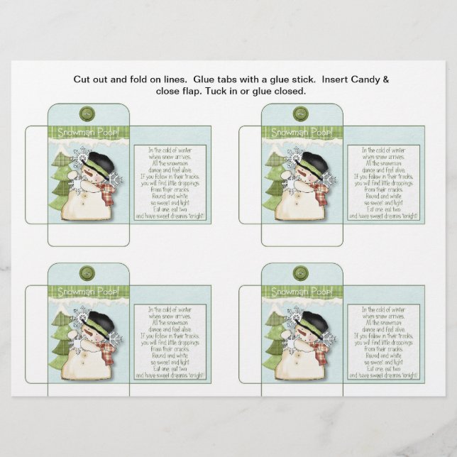 Funny Candy Packet Snowman Poop with Saying Flyer (Front)