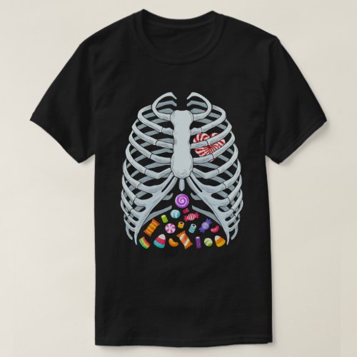  Funny Candy Skeleton Rib Cage Halloween Costume T_Shirt