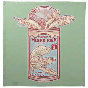 Funny canned fish cloth napkin